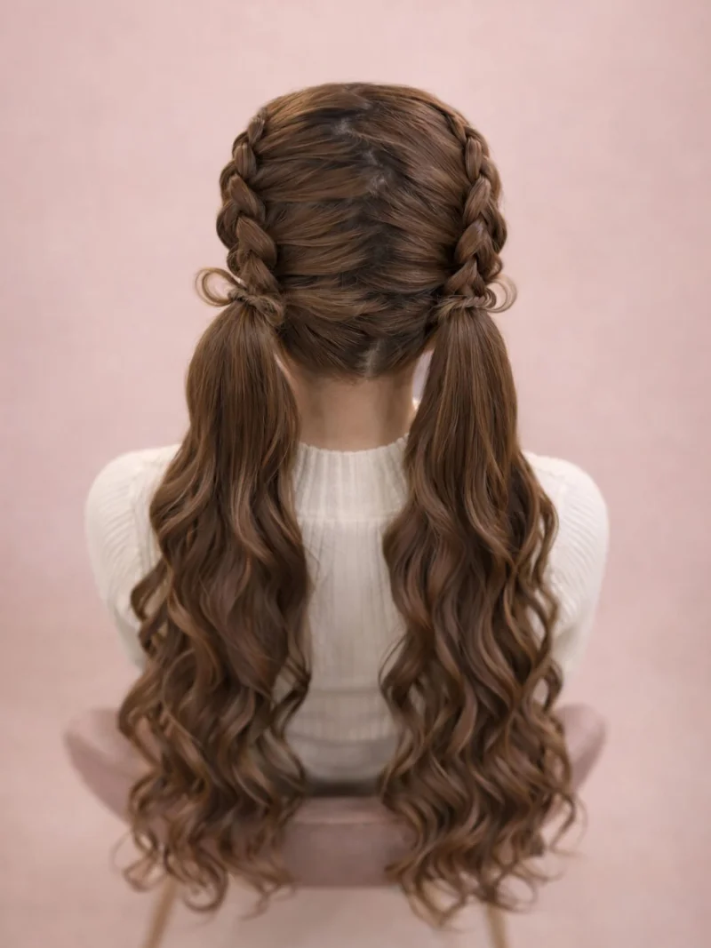 ツイン編みのヘアスタイル